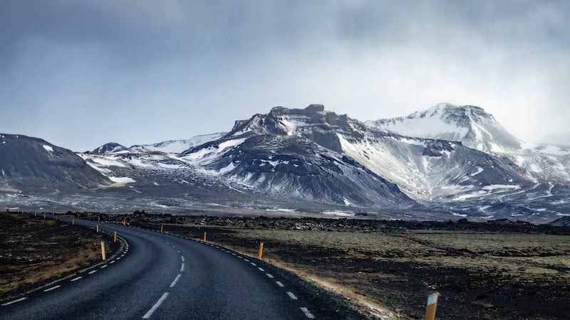 Icelandic road in winter.