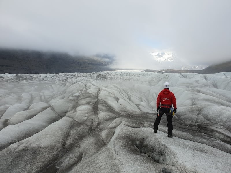 On an Icelandic glacier.