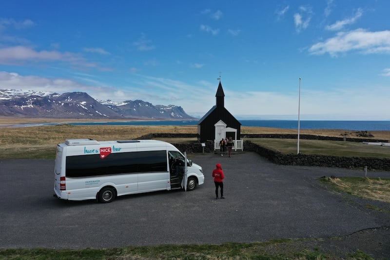 At the church at Búðir in the Snæfellsnes peninsula.