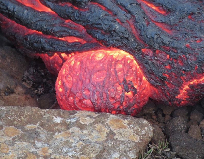 Lava bubble from an eruption in Iceland.