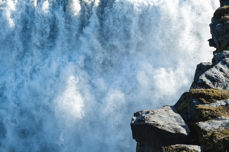 Close up image of Dettifoss waterfall in Iceland.