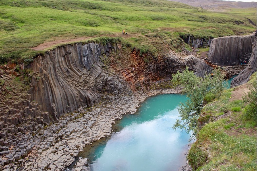 River with basalt columns in Iceland.