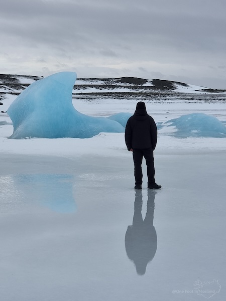 Watching icebergs in Iceland.