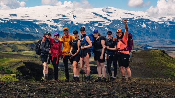 Guests of Midgard enjoy the wonders of the Icelandic highlands on the Fimmvorduhals trail. Photo credit: Kyana Sue