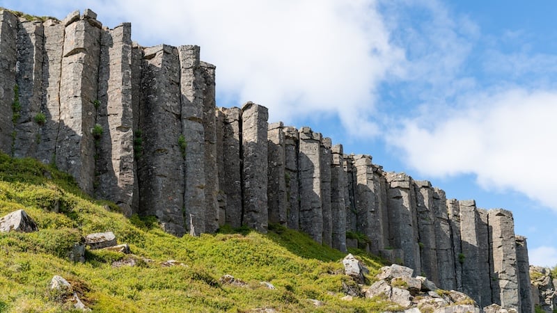The Gerduberg basalt columns on the Snaefellsnes Peninsula in Iceland. Photo by hakanyalicn on Shutterstock.