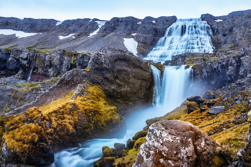 The spectacular Dynjandi waterfall in the Westfjords. Photo by Vadim_N on Shutterstock.