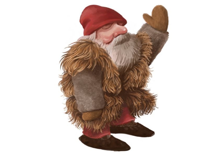 Stufur Icelandic Yule lad dwarf-sized troll stealing burnt food from pots and pans, third Iceland Christmas character, illustration by Ólafur Pétursson.
