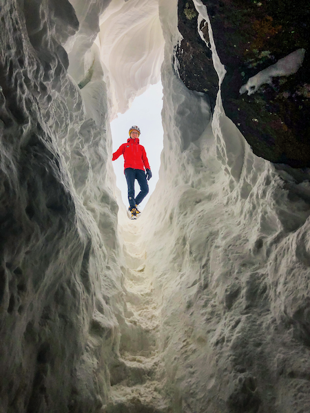 Kaśka Paluch exploring   Sólheimajökull in Iceland. 