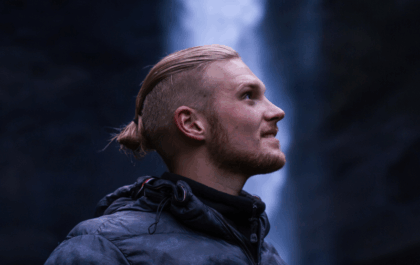 Rico de Jong, Dutch volcanology student and photographer, at Iceland waterfall - interview about documenting Reykjanes Peninsula volcanic eruptions