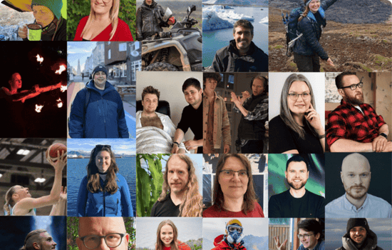 Collage of diverse people interviewed by Stuck in Iceland Travel Magazine in 2025, shown in different outdoor and lifestyle settings across Iceland.